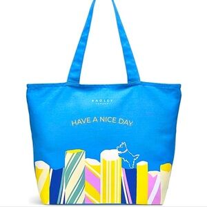 Radley London Large Zip Top Blue Tote Bag in Vibrant Azure Climbing Rocks